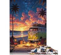 1000-teiliges Puzzle „Van on The Beach“, 1000-teiliges Puzzle für Erwachsene und Familien - Holzpuzzle für Erwachsene und Kinder, Geschenke (75 x 50 cm)