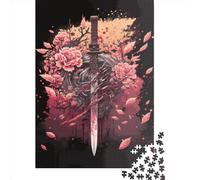 1000-teiliges Samurai-Schwert-Puzzle für Erwachsene, Holzpuzzle, bestes Geschenk für Freunde und Familie, 1000 Teile (75 x 50 cm)
