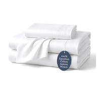 1000 Thread Count 100% Egyptian Cotton Bed Sheets Twin Size 4 Pc White Sheet Set, Long Staple Cotton, Sateen Weave, Fits Mattress Upto 16''Deep Pocket, Extra Soft Luxurious Bedding Collection