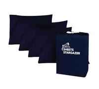 1000 Thread Count 100% Egyptian Cotton Pillow Cases, Set of 4 Pillowcase, Long-Staple 100% Cotton Breathable, Soft Sateen Weave Bed Pillow Cover, 20 X 30 Inches Pillowcases Navy Blue Standard Size