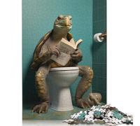 1000 Turtle Toilet Break Creative Square Jigsaw Paper Puzzles Unique Challenge Games 1000pcs (38x26cm)