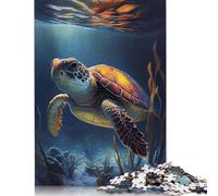 1000 Turtle Underwater Creative Square Jigsaw Puzzles for Adults, Wooden Puzzles Unique Challenge Games 1000pcs (75x50cm)
