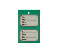 1000 UNSTRUNG Green Perforated Clothes/Garment Reference Stock Ticket/Tags/Labels D