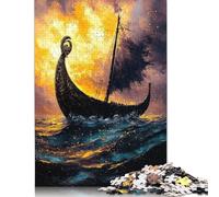 1000 Viking Ship at Sunset Jigsaw Puzzles for Adults Teenager & Wooden Puzzles Family Games 1000pcs (75x50cm)