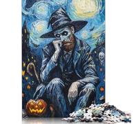 1000 Vincent Van Gogh Halloween Creative Square Jigsaw Puzzles for Adults, Wooden Puzzles Unique Challenge Games 1000pcs (75x50cm)