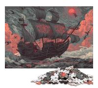 1000 Voyage of The Crimson Sea Creative Square Jigsaw Puzzles for Adults, Wooden Puzzles Unique Challenge Games 1000pcs (75x50cm)