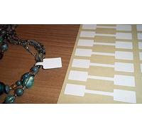 1000 White 10 x 54mm Jewellery Price Labels/Tags/Dumbbell Stickers - Removable Adhesive, Easy to Remove Supplied On Sheets Available in Gold, Silver, Pink and Red Heart Design