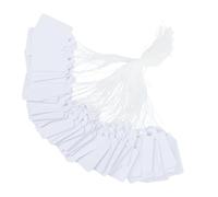 1000 White Price Display Labels with String Attached, Pre-Strung Marking Labels Hang Tags Write-On for Price, Jewelry, Clothing, Yard, Garage Supplies, 1.1 x