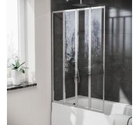 1000 x 1400 mm 4 Fold Door Bath Shower Screen Black Frame
