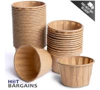 (1000 X 1oz Souffle Cups) 1000 X Brown Round Souffle Cups Waxed Paper Ramekin Size 1oz / 2oz & 4oz Sauce Pot