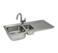 1000 x 500 mm 1.5 Bowl Stainless Steel Kitchen Sink 1000x500mm Reversible Double