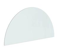 vidaXL Half Round Fireplace Glass Plate - High Temperature Resistant Tempered Glass, Transparent, Protective Floor Covering Design