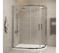 1000 x 800mm Offset Quadrant Shower Enclosure 6mm Safety Tempered Glass Double Sliding Cubicle Door