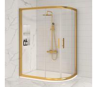 1000 x 800mm Offset Quadrant Shower Enclosure Brushed Gold 6mm Glass Screen Cubicles