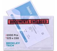 1000 x A5 Printed Document Enclosed Wallet (225 x 165 mm) | Peel & Seal Clear Plastic Envelopes/Sleeves/Pockets/Wallets | Attach Invoices, Packing Lists & Delivery Notes to Parcels