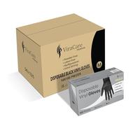 1000 x Black Premium Vinyl Gloves Medium, Double Thickness, Latex Free