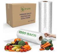 1000 x Clear Plastic Food Bags Large 18"x14"x9" 5 Rolls Pack Freezer Storage Bag Rolls for All Types of Fruits, Food Preservation Bags Keep food Fresh Large Storage Bag Rolls.