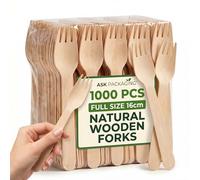1000 x Disposable Wooden Forks - 16 cm Birchwood Eco-Friendly Cutlery | Biodegradable, Plastic-Free, BPA-Free, Food-Safe Compostable Bulk Forks for Parties, Weddings, BBQs, Picnics & Catering