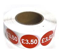 1000 x RED Sign SELF Adhesive Stickers Sticky Labels Swing Labels for Retail Price Display Price of RED Sticker (£3.50, 25mm OR 2.5cm)