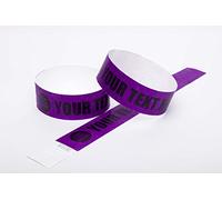 1000 x Tyvek Wristbands Custom Printed Waterproof, Tear-Resistant Event Wristbands for Parties, Events, Festivals, Crowd Management - 1 inch 25 mm (Purple)