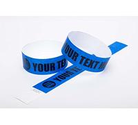 1000 x Tyvek Wristbands Custom Printed Waterproof, Tear-Resistant Event Wristbands for Parties, Events, Festivals, Crowd Management - 1 inch 25 mm (Blue)