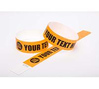 1000 x Tyvek Wristbands Custom Printed Waterproof, Tear-Resistant Event Wristbands for Parties, Events, Festivals, Crowd Management - 1 inch 25 mm (Orange)