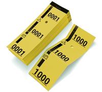 1000 Yellow Cloakroom Tickets - Numbered 1 to 1000 - 3-Part Tear-Off Stubs - 160gsm Durable Paper - 20 Pads of 50 - Ideal for Events, Raffle, Coat Check - 5x14cm