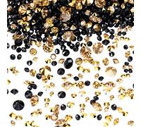10000 Clear Wedding Table Scatter Confetti Crystals Acrylic Diamonds Rhinestones for Table Centerpiece Decorations Wedding Bridal Shower Decorations Vase Beads (Gold, Black,3 mm, 4 mm, 6 mm)