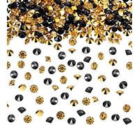 10000 Clear Wedding Table Scatter Confetti Crystals Acrylic Diamonds Rhinestones for Table Centerpiece Decorations Wedding Decorations Bridal Shower Decorations Vase Beads (Gold and Black, 4 mm)