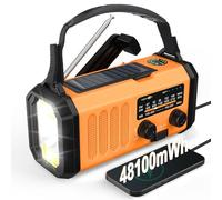 10000 mAh Emergency Dynamo Hand Crank Radios, Solar AM FM Radio with Battery Backup, Portable Survival Equipment with Charger, Camping Torch, LED Lamp, Compass, SOS Alarm for Power Outages at Home