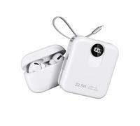 10000 mAh Power Bank with Integrated Cable: 22.5 W Fast Charging External Battery for Mobile Phone, USB C (Input & Output) Battery Pack, Power Bank with 4 Outputs and 2 Inputs 3PMP3 7GB BG7