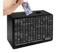 10000 Savings Challenge Box - Wooden Money Box Suitable for Children | Pine Wood Safe with Counter, Reusable Money Box, Saving Goal Monitoring,