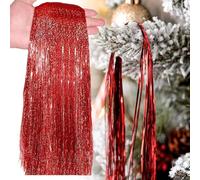10000 Strands Christmas Tinsel Icicles,50cm Red Aluminum Foil Tassel Christmas Tree Decoration Red Tinsel Foil Fringe Garland Angel Hair Tinsel Lametta for Holiday New Year,Birthday Party Supplies