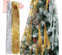 10000 Strands Christmas Tinsel Icicles,50cm Silver Gold Aluminum Foil Tassel Christmas Tree Decoration Tinsel Foil Fringe Garland Angel Hair Tinsel Lametta for Holiday New Year,Birthday Party Supplies