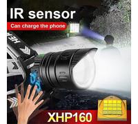 1000000lm Xhp160 16-core Ir Led Headlamp Xhp90 Powerful Led Headlight 18650 Rechargeable Head Flashlight Usb Camping Head Lamp C L2 18650 BOX