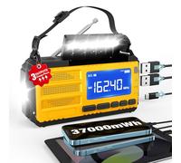 10000mAh Emergency Hand Crank Radio, AM/FM/NOAA Weather Alert, Solar Powered, 4 Charging Methods, 3-Mode Flashlight, Reading Lamp, SOS Alarm, Phone Charger, Orange