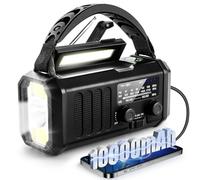 10000mAh Emergency Weather Radio,Portable FM/AM/NOAA Battery Powered Survival Radios&Power Bank,Solar/Hand Crank/Type-C Charger,Flashlight,Reading Lamp,Compass,SOS Alert,Outdoor Camping&Power Outages