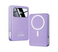 10000mAh Magnetic Power Bank Fast Charging,5-in-1 22.5 W Wireless Portable C，Purple