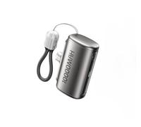 10000mAh Mini Capsule Power Bank with Cable - Ultra-Compact Portable Charger, Fast Charging USB-C, High-Speed Phone Battery Pack for On-the-Go (Gray)