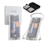 10000mAh Portable Charger,Q Slim USB C Power Bank,5 Output 2 Input 20W Travel External Battery Pack with Built-in Cables and AC Wall Plug, Compatible with Different Mobilephone, Tablet and More