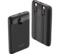 10000mAh Power Bank 22.5W Fast Charging with LED Display Built-In Cable