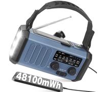 10000mAh Solar Crank Emergency Radio, 4 Power Sources Type-C Rechargeable Weather Radio, Portable AM FM Dynamo Survival Radio, USB Phone Charger, 700LM Torch/Reading Lamp,SOS,Compass for Camping