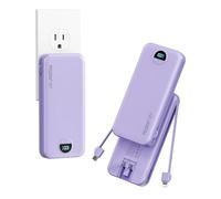 10000mAh Ultra-Portable-Charger-Power-Bank with Built in Cables&AC Wall Plug, PD20W USB-C Fast Charging Cell Phone Charger Battery Pack,LED Display Travel Battery Bank for All iPhone,Samsung,Android