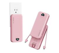 10000mAh Ultra-Portable-Charger-Power-Bank with Built in Cables&AC Wall Plug, PD20W USB-C Fast Charging Cell Phone Charger Battery Pack,LED Display Travel Battery Bank for All iPhone,Samsung,Android
