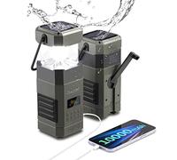 [10000mAh Waterproof] Raddy SL10 Emergency Radio, Hand Crank Solar Camping Lantern, IPX6 Wireless BT Speaker, AM FM NOAA, Flashlight, SOS Alarm for Power Outage Camping