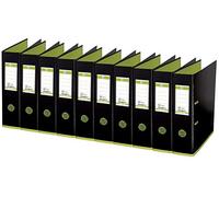 100081036 Elba MyColour Lever Arch File Plastic Outside and Inside 8 cm breit DIN A4 Pack of 10 Black/Light Green