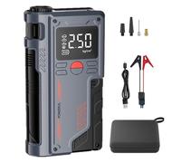 1000A Jump Starter Power Pack - 14.8V Car Battery Booster, Portable Power Bank & Jump Leads - For 6.0L Petrol And 3.0L DieselEngines, With LED Flashlight, Gray