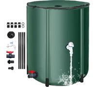 1000L Portable Folding Rainwater Collection Barrel, Eco-Friendly Garden Water Storage System with Mesh Top, Downspout Adapter & Tap Cover - Green Rain Harvesting Solution