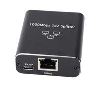 1000Mbps RJ45 Ethernet Splitter, Aluminum Alloy, Plug and Play, for Computers, TVs, Game Consoles (1 to 2)