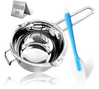 1000ML/1QT Bigger Double Boiler Chocolate Melting Pot,304 Stainless Steel Candle Making Kit, Melting Pot with Silicone Spatula for Melting Chocolate, Candy, Candle, Soap, Wax